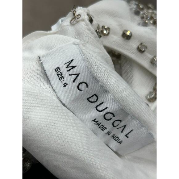 Mac Duggal 10873 White Beaded Sleeveless High Neck Cut Out Gown Size 4 AS IS - Picture 16 of 16